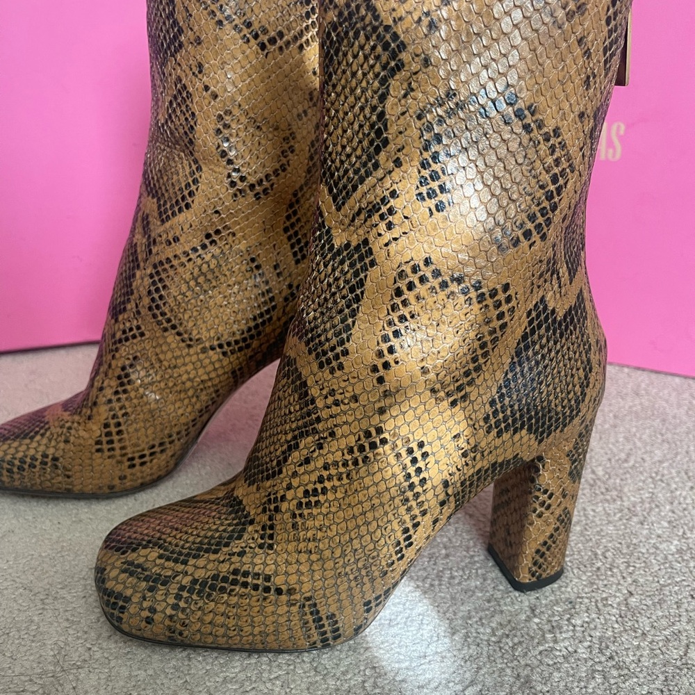 Paris Texas Python Print Square Toe Zip Ankle Boo… - image 3